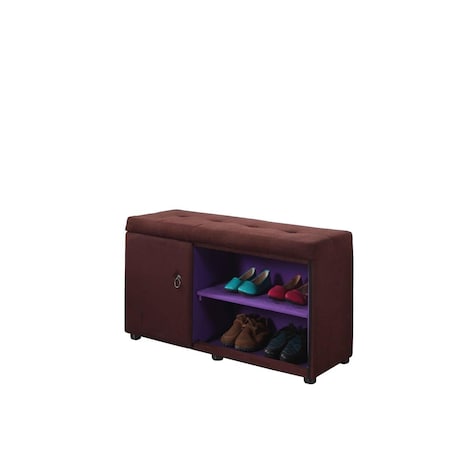 Gfancy Fixtures Brown & Purple Tufted Shoe Storage Bench GF3668352